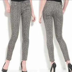 Paige Tan Leopard Print Peg Skinny Jeans